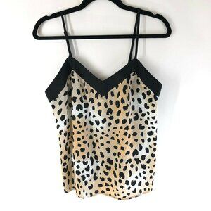 Shady Lady Womens Camisole Top Leopard Print V Neck Black Beige Size S
